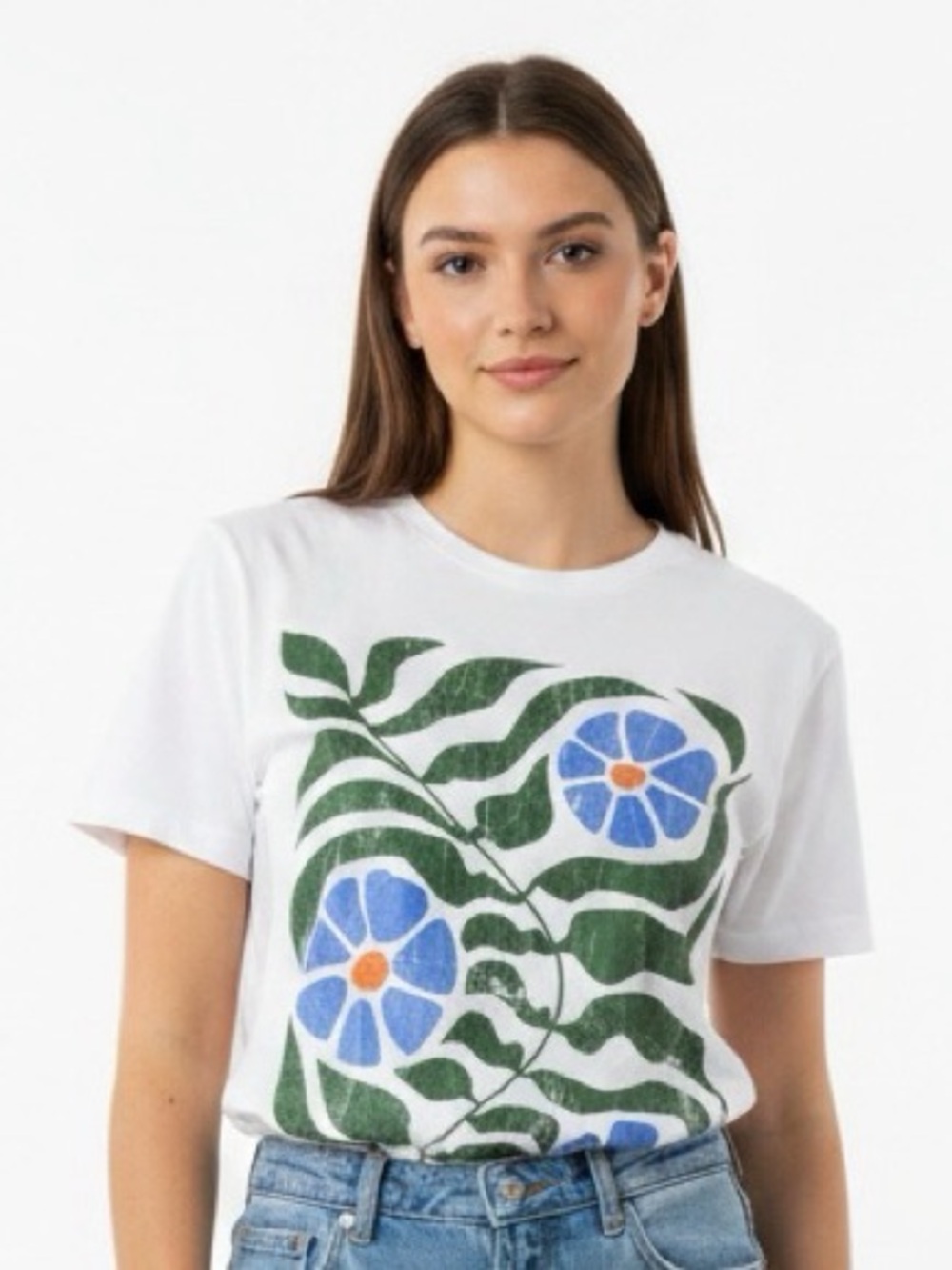 Women’s graphic tee. Size S. EUC. Only worn once. Raw hem. Floral graphic.